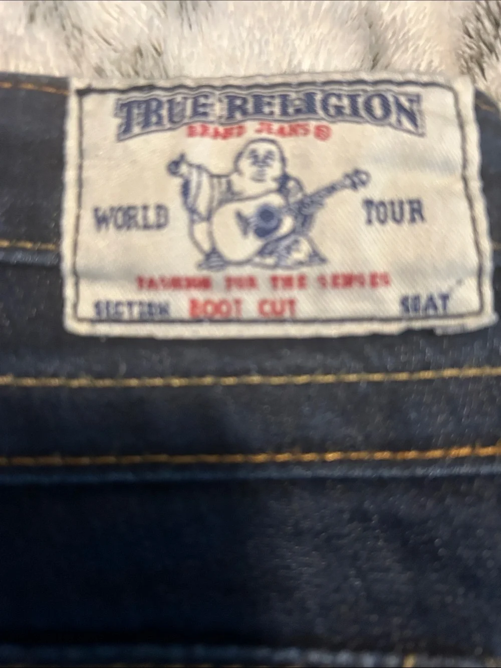 Vintage True Religion Dark Indigo Denim Jeans Contrast Stitching Button Pockets - Picture 11 of 14